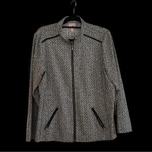 Chico's Size 3 Black and White Geometric Blazer